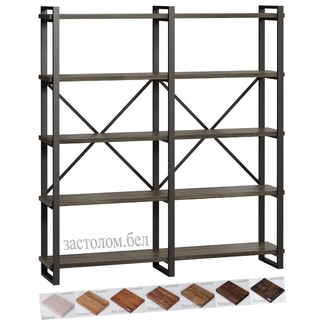 Стеллаж серия "Н" ЛОФТ, металлический каркас с полками из ЛДСП или массива дуба с выбором размера и цвета