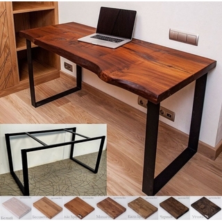 Красивый стол из ЦЕЛЬНО и ШИРОКОЛАМЕЛЬНОГО дуба в стиле лофт с живым краем на подстолье серии "О". Размер стола и его цвет - на выбор