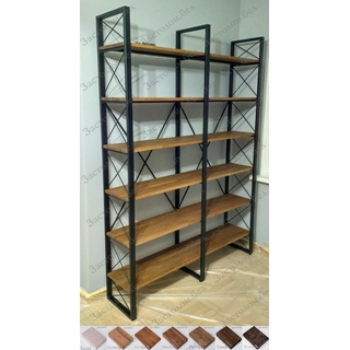 Стеллаж на металлокаркасе с полками из ЛДСП или массива дуба серии "Н2-Х". Выбор размера и цвета 