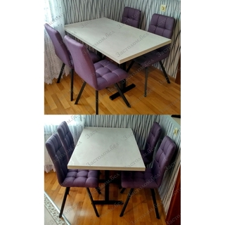 Обеденная группа. Стол прямоугольный из ЛДСП 36мм на цельной раме + 4 стула Квадро мини. Выбор размера и цвета.