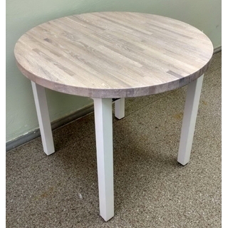 Круглый стол из постформинга, ЛДСП или массива дуба на подстолье серии "Т" с выбором профиля трубы ножек и цвета столешницы