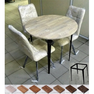 Круглый стол на металлокаркасе серии "Т-3" из постформинга, ЛДСП или массива дуба с выбором цвета столешницы