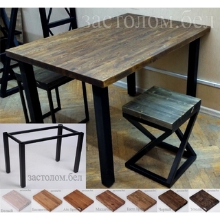Стол из постформинга, ЛДСП или массива дуба на цельносварном подстолье серии "Т" с выбором профиля трубы ножек и цвета столешницы