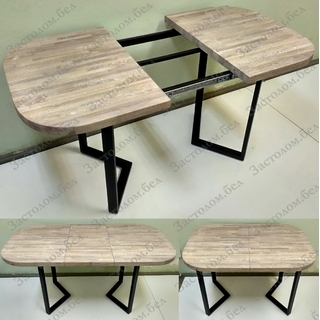 Овальный раздвижной стол из постформинга (пластик), ЛДСП или массива дуба на цельносварном подстолье серии "Z" с выбором размера и цвета