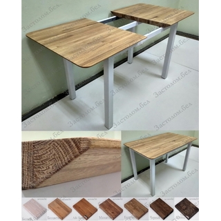 Раздвижной стол из МАССИВА дуба с ЕВРОЗАПИЛОМ на цельно сварном подстолье серии "Т". Цвет и размер столешницы на выбор.