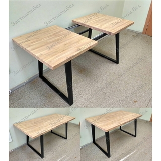 Раздвижной стол на цельносварном подстолье серии "БУА" из постформинга (пластик), ЛДСП или массива дуба с выбором размера и цвета