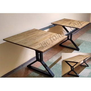 Раздвижной стол из постформинга (пластик), ЛДСП или массива дуба на цельносварном подстолье серии "ШП" с выбором размера и цвета