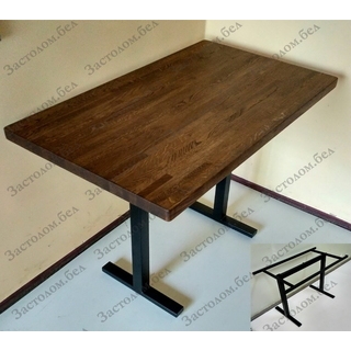 Стол из массива дуба, постформинга или ЛДСП Эггер на УДОБНОМ цельносварном подстолье серии "Н" с выбором цвета ножек и столешницы