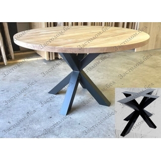 Круглый стол из постформинга, ЛДСП или массива дуба на подстолье серии "Ж" с выбором профиля трубы ножек и цвета столешницы