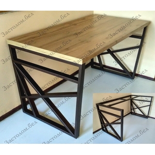 Письменный стол из массива дуба, постформинга или ЛДСП на цельносварном подстолье серии "Лайн" с выбором цвета ножек и столешницы