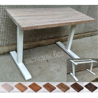 Письменный стол из массива дуба, постформинга или ЛДСП на цельносварном металлокаркасе серии "H" с выбором цвета ножек и столешницы