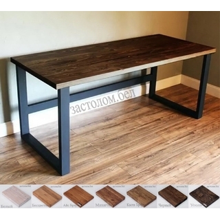 Письменный стол из массива дуба, постформинга или ЛДСП на цельносварном подстолье серии "О" с выбором цвета ножек и столешницы