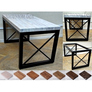 Письменный стол из массива дуба, постформинга или ЛДСП на цельносварном подстолье серии "ОХ" с выбором цвета ножек и столешницы