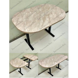 Раздвижной стол ОВАЛ из постформинга (пластик), ЛДСП или массива дуба на цельносварном подстолье серии "Н" с выбором размера и цвета