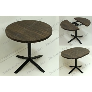 Раздвижной стол на цельносварном подстолье серии "КН-3" из постформинга (пластик), ЛДСП или массива дуба с выбором размера и цвета