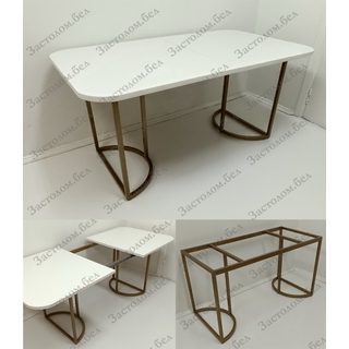 Раздвижной стол на цельносварном подстолье серии "Нимфа" из постформинга (пластик), ЛДСП или массива дуба с выбором размера и цвета