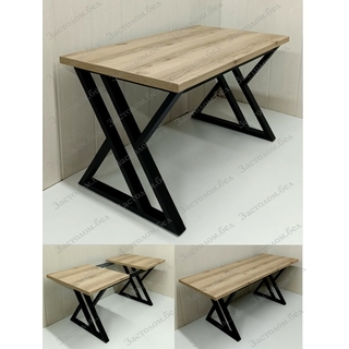 Раздвижной стол на цельносварном подстолье серии "ТР-3" из постформинга (пластик), ЛДСП или массива дуба с выбором размера и цвета