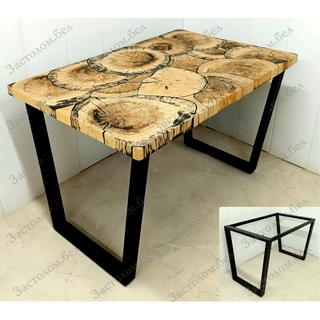 В НАЛИЧИИ! Стол из СПИЛОВ сосны и ели на цельносварной раме серии "V" в размере 1170*770мм 