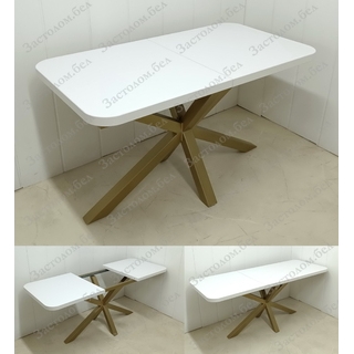 Раздвижной стол на цельносварном подстолье серии "Ж" из постформинга (пластик), ЛДСП или массива дуба с выбором размера и цвета