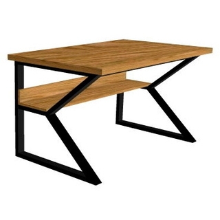 Письменный стол из массива дуба, постформинга или ЛДСП на металлокаркасе серии "ТР-4 с полкой" с выбором цвета ножек и столешницы Письменный стол из массива дуба, постформинга или ЛДСП на металлокаркасе серии "ТР-4 с полкой" с выбором цвета ножек и столешницы