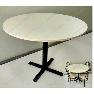 Круглый стол из постформинга, ЛДСП или массива дуба на подстолье серии "КН" с выбором профиля трубы ножек и цвета столешницы