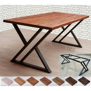 Стол из постформинга, ЛДСП или массива дуба на цельносварном подстолье серии "ТР-3" с выбором цвета ножек и столешницы