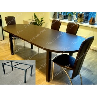 Стол овальный для переговоров из массива дуба, постформинга, или ЛДСП на цельном подстолье серии "Т" с выбором цвета ножек и столешницы