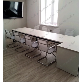 Двойной стол для переговоров и конференций на металлокаркасе серии "О"